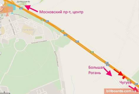 Билборд A в Харькове просп. Героїв Харкова (Московський). (Траса Харків - Ростов-на-Дону), АЗС "Аеліта", роздільник, виїзд з міста схема