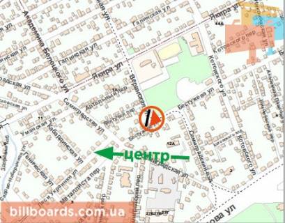 Билборд A в Харькове Веринская вул., 3 / Бестужева вул., в центр схема