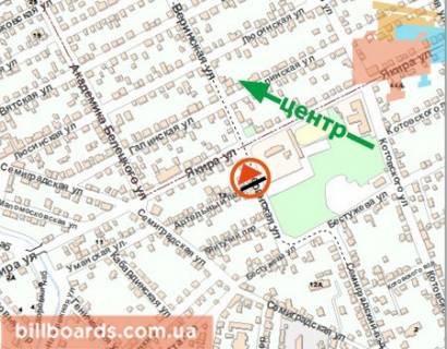 Білборд, Бігборд (Борд)  A у Харкові Веринская вул., 13 / Артільний пров. схема