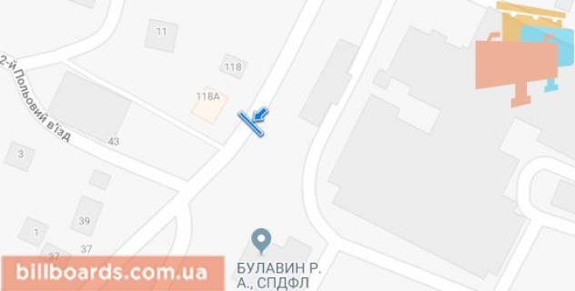 Билборд  в Харькове Полевая ул. / Золотой пер. схема