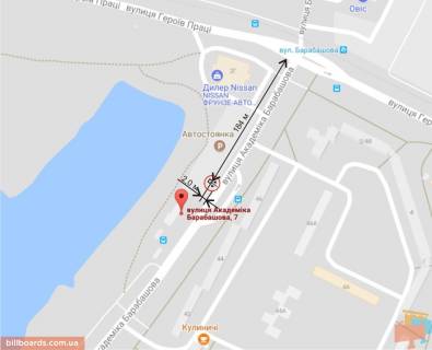 Білборд, Бігборд (Борд)  A у Харкові Барабашова вул., 7 схема