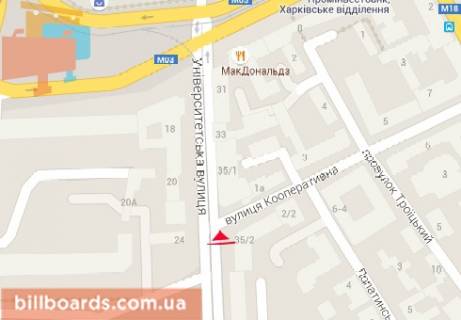 Скроллер  в Харькове Университетская ул., 37-39 - Кооперативная ул. - 162960 схема