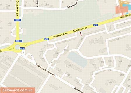 Білборд, Бігборд (Борд)  A у Хмельницькому Львівське шосе, в сторону ринку схема