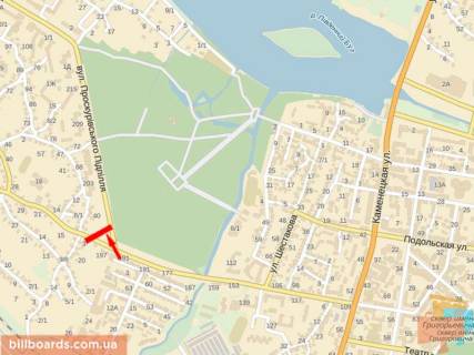 Билборд B в Хмельницком Проскуровского Подполья ул. - ул. Курчатова, Центральный парк отдыха схема