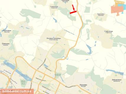 Билборд A в Хмельницком В'їзд в місто зі сторони м. Житомир, м. Старокостянтинів схема