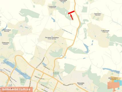 Билборд B в Хмельницком Виїзд з міста з боку м. Житомир, м. Старокостянтинів схема