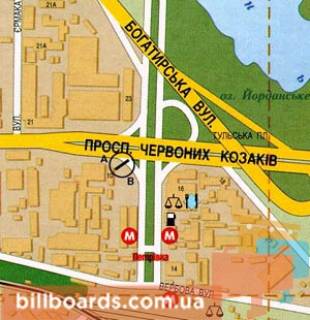 Призма A в Киеве Бандери пр. (колиш. Московський пр.) - Оболонський пр., біля ресторану "McDonald's", ст. м. "Почайна" (колиш. ст. м. "Петрівка") - 131820 схема