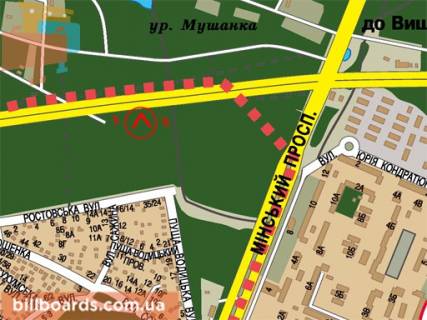 Билборд A в Киеве Новая Окружная дорога схема