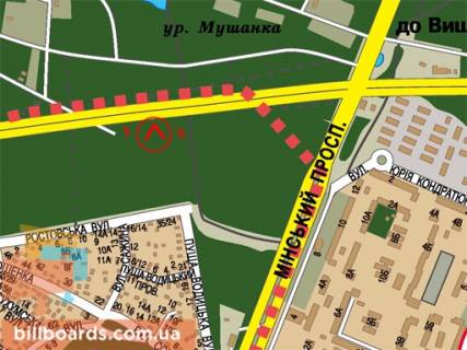 Билборд B в Киеве Новая Окружная дорога схема