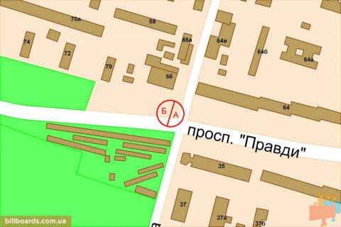 Білборд, Бігборд (Борд)  B у Києві просп. Європейського Союзу (Правди)., 66 - вул. Межова, світлофор, біля супермаркету "Сільпо" схема