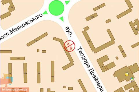 Билборд B в Киеве Драйзера вул., 11 схема