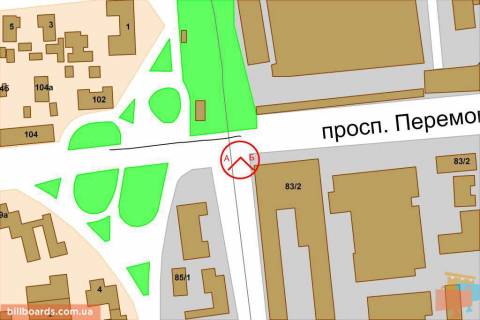 Призматрон, Призма A у Києві Победы пр., 83, ст. м. Святошин, мост, возле McDonald's, KFC, Портер Паб, в центр - 106297 схема