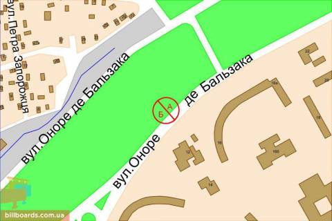 Билборд A в Киеве Бальзака вул., 12 схема