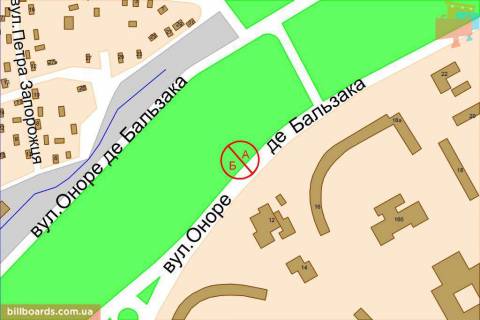 Билборд B в Киеве Бальзака вул., 12 схема