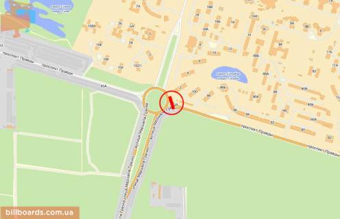 Билборд B в Киеве Правди пр. - вул. Івана Виговського (Маршала Гречка) схема