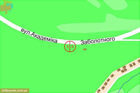 Билборд A в Киеве Заболотного вул., 250 м до Комунальна вул. схема