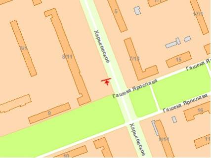 Билборд  в Киеве Харькoвскoе шoссе, 8-11 / Гашека ул. схема