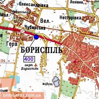 Білборд, Бігборд (Борд)  A у Києві Бориспільська траса в аеропорт "Бориспіль", 33-ій км, (АЗС "Shell", ландшафних дизайн "Мій Сад", "ВіДі АвтоСіті Бориспіль"), лівий схема