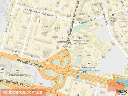 Призма  в Киеве Черновола ул., 30, Воздухофлотский мост, в сторону просп. Берестейський (Перемоги)., просп. Повітряних Сил (Повітрофлотський) - 94079 схема