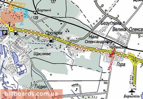 Білборд, Бігборд (Борд)   у Києві Трасса Киев-Борисполь, 31000, в Киев схема