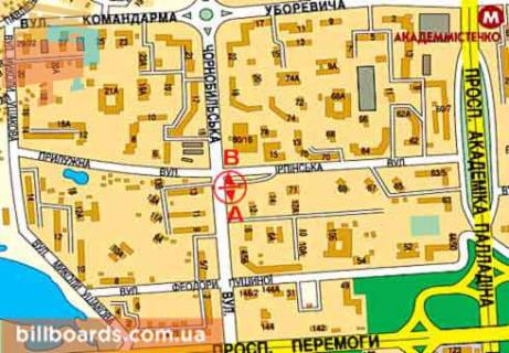 Білборд, Бігборд (Борд)   у Києві Чернобыльская ул., 13 схема