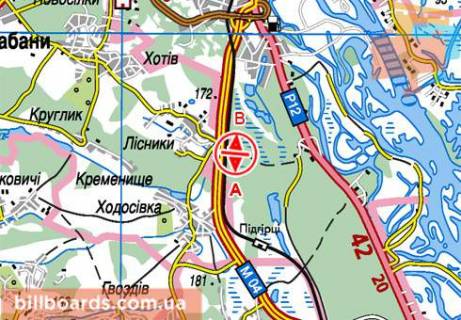 Билборд  в Киеве Обуховская трасса, 21500, из Киева схема