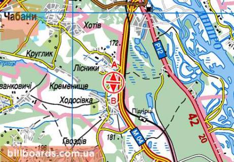 Билборд  в Киеве Обуховская трасса, 21750, из Киева схема