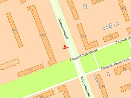 Билборд  в Киеве Харькoвскoе шoссе, 8-11 / Гашека ул. схема