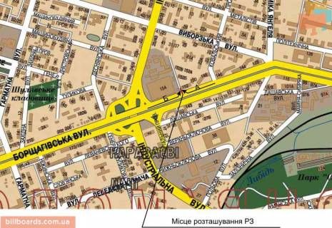 Билборд  в Киеве Борщаговская ул., 152, перед ТРЦ "Аркадия" схема