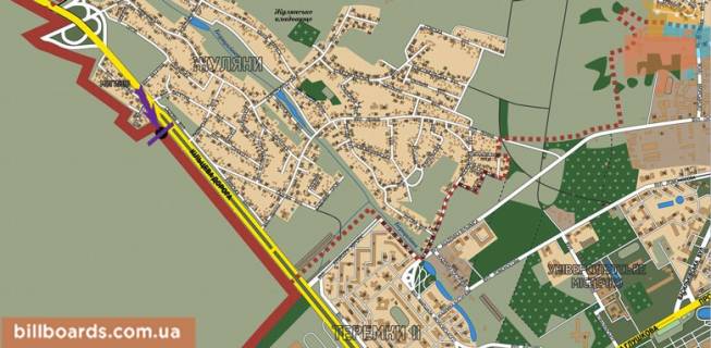 Билборд A в Киеве Кільцева дорога, біля готелю "Нотеl", ринку "Жуляни" схема