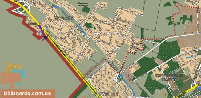 Билборд A в Киеве Кільцева дорога, біля готелю "Нотеl", ринку "Жуляни" схема