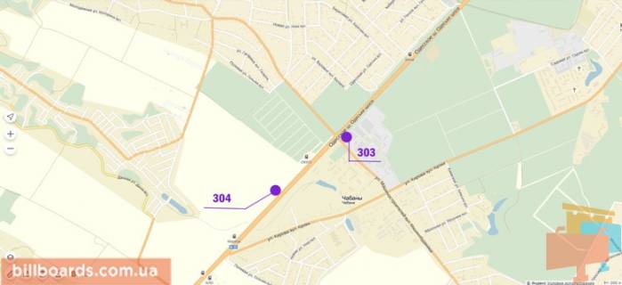 Билборд B в Киеве Одеська траса 15 км. - Чабани, в сторону Києва схема
