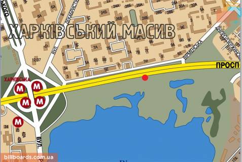 Білборд, Бігборд (Борд)  B у Києві Бажана пр., 7, правый схема