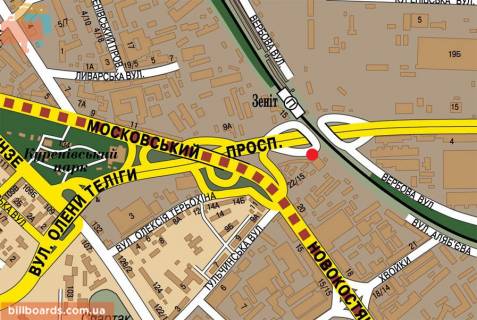 Билборд B в Киеве просп. Степана Бандери (Московський), возле Железнодорожного моста схема