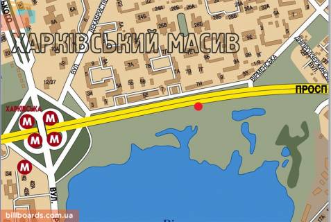 Билборд B в Киеве Бажана пр., 7, левый схема