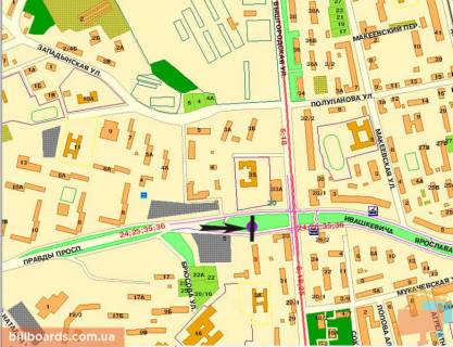 Prismatron, Prism A in Kyiv Pravdi av. - Visgorods'ka st. - 152501 scheme
