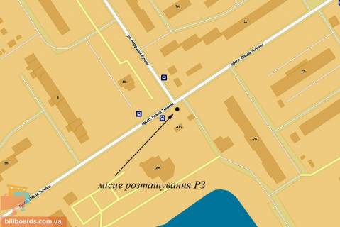 Билборд  в Киеве Тычины пр., 20Б / Бучмы ул. схема