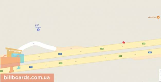 Білборд A у Києві Житомирська траса, в напрямку з Києва, за с.Мила перед заправкою UPG, за 250 м. Від загародного комплексу "Бабусин Сад", 7км + 600метров, права схема