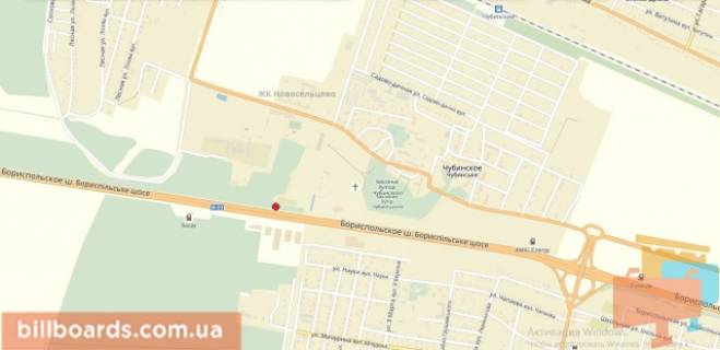 Билборд A в Киеве Бориспільська траса з м.Бориспіль (29 + 200, за комплексом Kidev), в сторону м. Київ схема