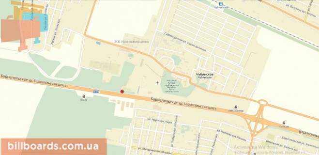 Билборд B в Киеве Бориспільська траса в м.Бориспіль (29 + 200, за комплексом Kidev), в сторону м.Бориспіль схема