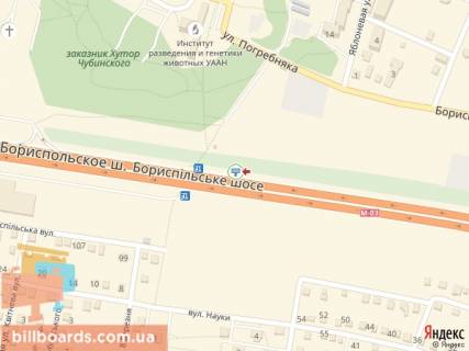 Билборд A в Киеве Бориспільська траса в м.Київ (26 + 100, 200м до зупинки Чубинське), ліва схема