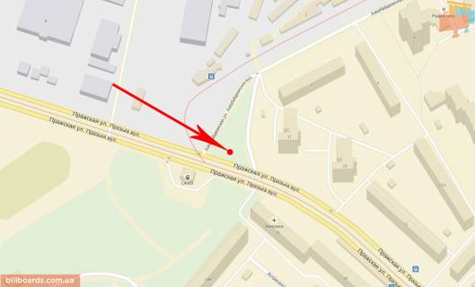 Билборд  в Киеве Пражская ул. / Азербайджанская ул., напротив АЗС "ОККО", Алма-Атинской ул., ж/д вокзала "Дарница" схема