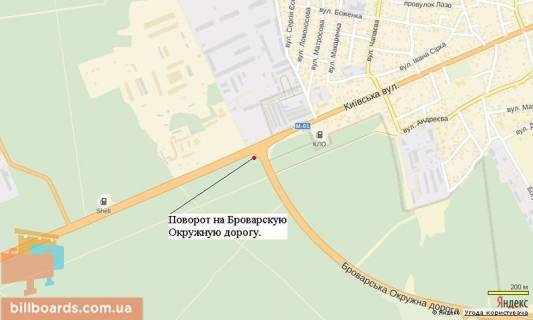 Билборд A в Киеве Броварський пр. схема