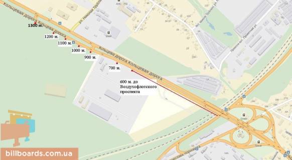 Билборд A в Киеве Кільцева дорога, 900 м. до Жилянського мосту схема