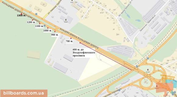 Билборд A в Киеве Кільцева дорога, 850 м. до Жилянського мосту схема