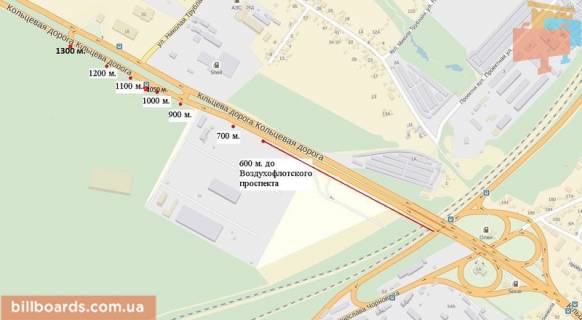 Билборд B в Киеве Кільцева дорога, 850 м. від Жилянського мосту схема