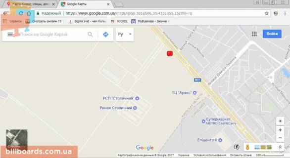 Билборд A в Киеве Кільцева дорога, ринок "Столичний" схема