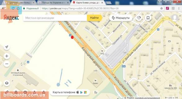 Билборд A в Киеве Кільцева дорога, 700 м. до Одеської пл. схема