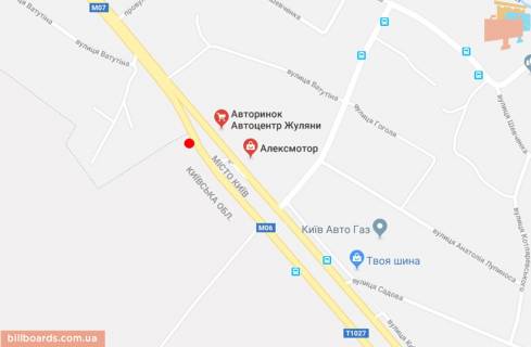 Билборд A в Киеве Кільцева дорога, біля АЗС "Газовик", 500 м. до ТЦ "Аракс" схема