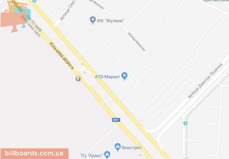 Билборд A в Киеве Кільцева дорога, 750 м. до Одеської пл. схема